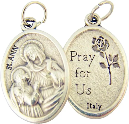 Vista 4 de Catholic Patron Saint Medals Base en tono plateado, 1 pulgada, juego de 2