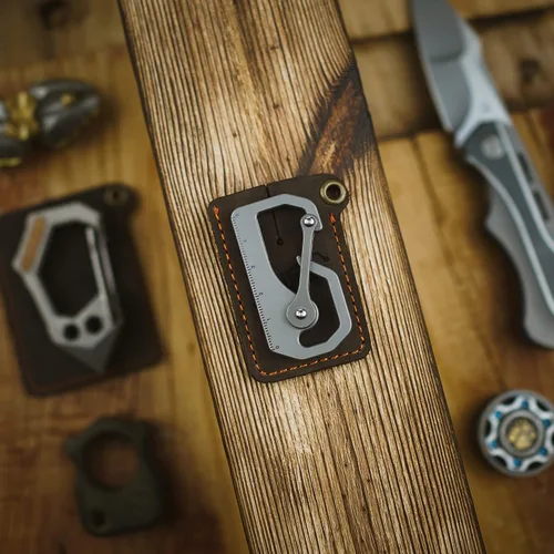 Vista 7 de KeyUnity Funda de cuero EDC organizador de bolsillo cosido a mano bolsa deslizante