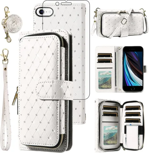 Vista 79 de Funda para teléfono iPhone 6 6S con cremallera y protector de pantalla con protector de pantalla, correa de cordón cruzado, ranura para iPhone 6 Six
