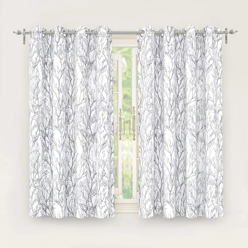 Vista 26 de DriftAway Cortinas opacas con diseño de ramas de árbol, doble capa, 84 pulgadas de largo, para dormitorio, estampado clásico, aislamiento térmico