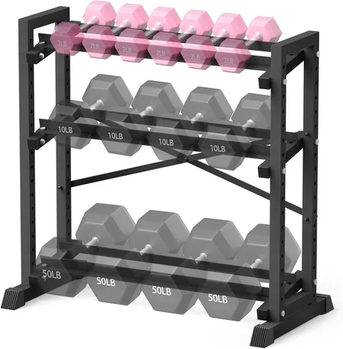 Vista 10 de Eocnrhe Dumbbell Rack Stand Only, Weight Rack for Home Gym, 3-Tier Adjustable Dumbell Rack Heavy-Duty Weight Stand for Dumbbells Kettlebells