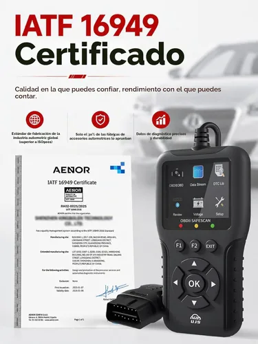 Vista 8 de Escáner OBD2 universal mejorado, lector de códigos de motor - Más de 45000 códigos de falla, datos en vivo, preparación I/M, verificación de voltaje