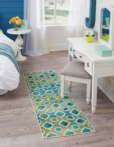 Vista 10 de Unique Loom Azalea Collection - Alfombra de área Dodd (redonda, 3 pies x 3 pies, color blanco/verde)