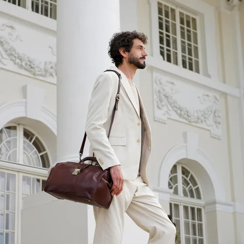 Vista 2 de Time Resistance Bolso médico de cuero - Bolso médico italiano hecho a mano - Bolso estilo vintage - Maletín de cuero real