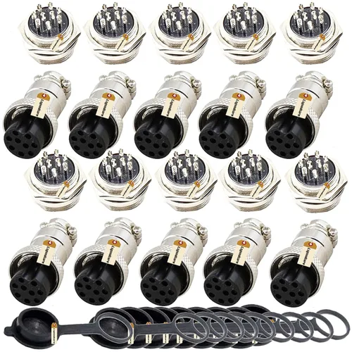 Vista 10 de Lsgoodcare Kit de surtido de 48 piezas, conector de cable de aviación macho hembra de 6 pines, 7 pines, 8 pines, 9 pines, 10 pines, rosca de 16 mm