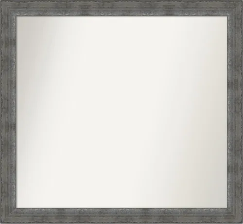 Vista 225 de Amanti Art Espejo de baño plateado para sobre el fregadero, 24 x 24 pulgadas, espejo cuadrado de peltre forjado a medida, marco de madera casual