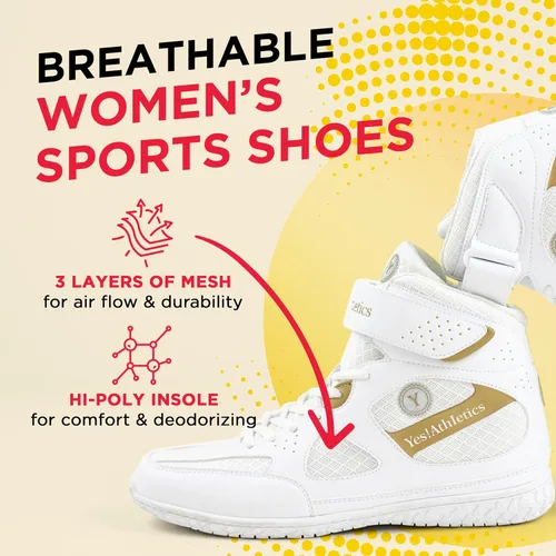 Vista 9 de Yes! Athletics - Champion1 Wrestling Shoes for Girls and Women, Lightweight and Breathable Boxing Shoes, Ergonomic Microfiber Suede Weightlifting