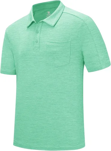 Vista 50 de Rdruko Camisas polo para hombre de manga corta, secado rápido, para golf y deportes al aire libre con bolsillo 01 Negro