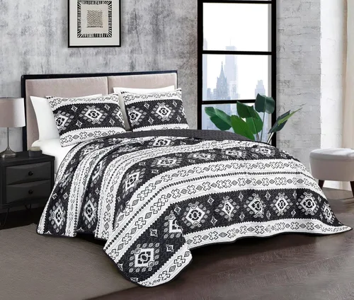 Vista 11 de Chezmoi Collection Remy - Juego de edredón de 2 piezas con motivo geométrico del suroeste, multicolor, gris, blanco, marrón claro, juego de colcha