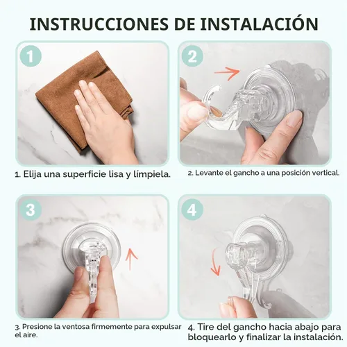 Vista 7 de VIS'V Ganchos de ventosa, pequeños ganchos de succión transparentes para ducha, ventosas de vacío resistentes con ganchos, ganchos de succión