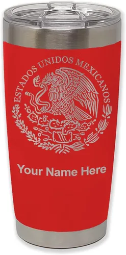 Vista 27 de LaserGram - Vaso personalizado de 20 onzas, bandera de México (negro)