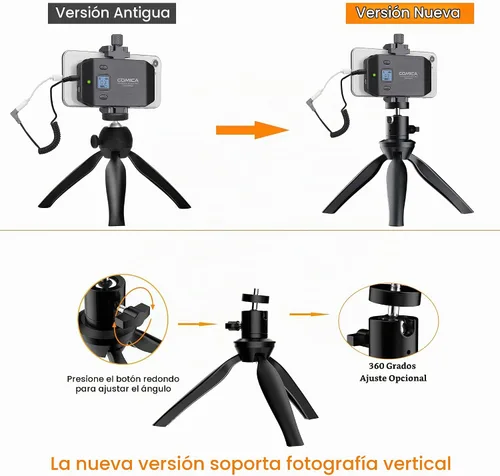 Vista 2 de COMICA CVM-WS50 Micrófono de mano inalámbrico, micrófono profesional de entrevista de mano para iPhone, teléfonos Android, cámara, micrófono