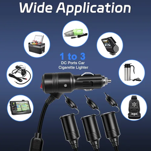 Vista 5 de Divisor de Encendedor de Cigarrillos, Divisor de 12 V, Adaptadores Duales de Encendedor de Cigarrillos para Coches, Enchufe de Encendedor
