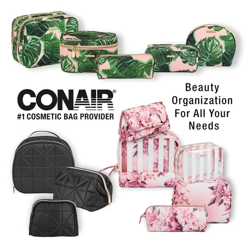 Vista 9 de Scünci by Conair - Estuche de maquillaje para maquillaje, bolsa de maquillaje, organizador de viaje para mujeres, color negro