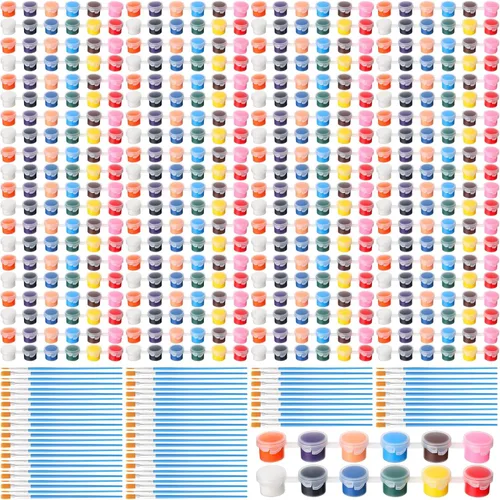 Vista 7 de Timgle - Juego de 560 piezas de pintura acrílica, juego de 40 unidades, 12 colores, tiras de pintura lavables, 40 pinceles planos, 40 pinceles