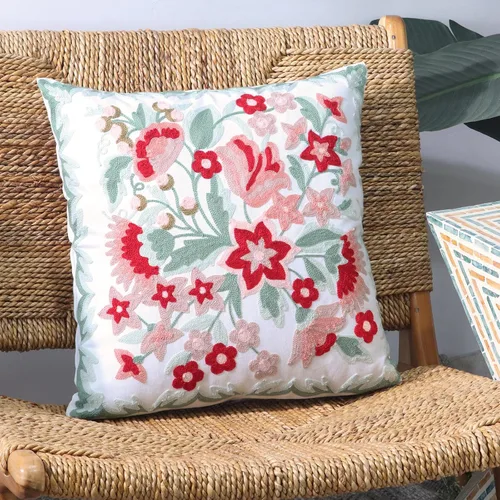 Vista 6 de Juego de 2 fundas de almohada decorativas bordadas para sofá, fundas cuadradas para cojines, para dormitorio, sofá, decoración rústica de granja, 18
