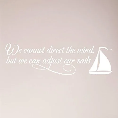 Vista 6 de 36"x12" We Cannot Direct The Wind, But We Can Adjust Our Sails. Adhesivo de pared con texto en inglés "We Cannot Direct The Wind, But We Can Adjust