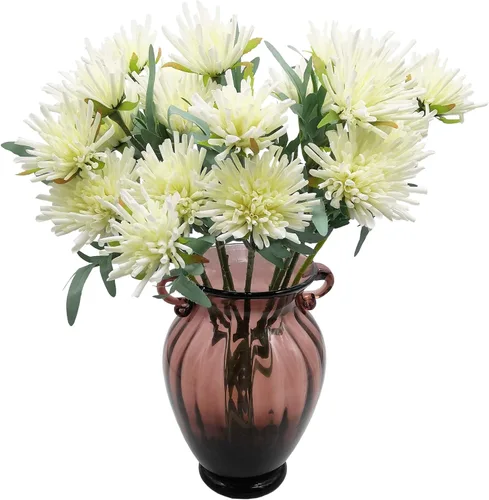 Vista 8 de Flores artificiales, 10 piezas de crisantemo sintético de seda de 19 pulgadas, crisantemo sintético para boda, ramo de novia, decoración del hogar