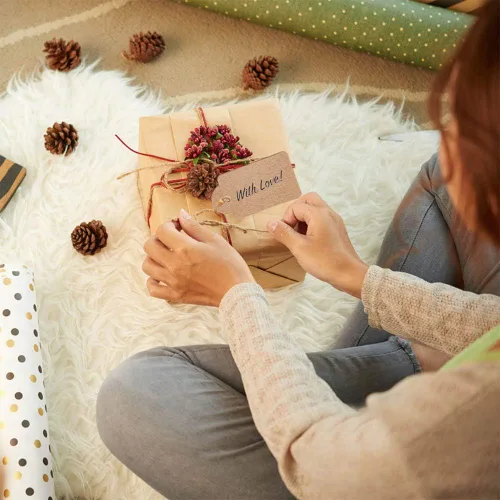 Vista 4 de Homum 200 etiquetas de regalo de alta calidad con 200 cuerdas de yute natural de doble cara, etiquetas de joyería con cuerda para boda, Navidad, Día