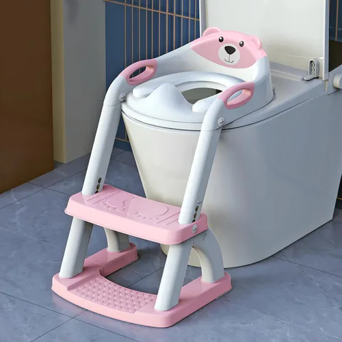 Vista 7 de SKYROKU - Asiento de entrenamiento para ir al baño, con escalera, para niños y niñas, cómodo y seguro con almohadillas antideslizantes