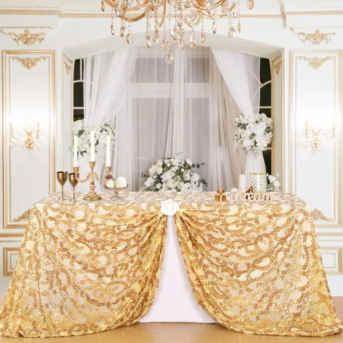 Vista 6 de B-COOL Mantel plateado de lentejuelas para mesa de boda con flores y Navidad, 90 x 90 pulgadas