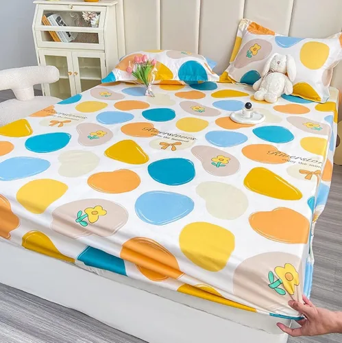 Vista 2 de Sábana bajera tamaño individual suave y acogedora, de algodón lavado, de algodón cepillado, para dormitorio de niños y niñas, funda de almohada