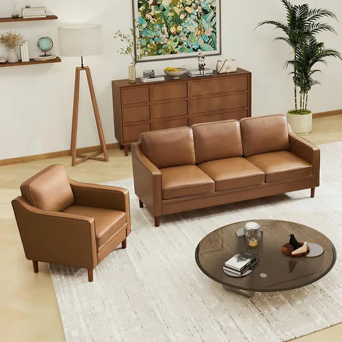 Vista 20 de Kingfun Sofá en Forma de L de 88", Sofá Seccional de Chenilla, Sofás Modernos de Mediados de Siglo con Marco de Madera Maciza para Sala de Estar
