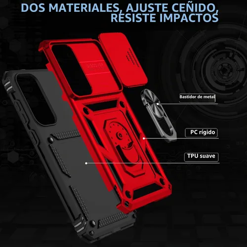 Vista 2 de Funda para Samsung Galaxy S25 FE con protector de pantalla de vidrio templado, cubierta de lente de cámara integrada y soporte de anillo, cubierta