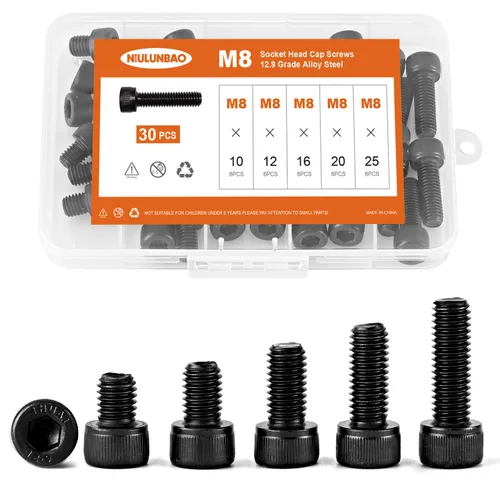Vista 14 de Tornillos de cabeza hexagonal M3 x 4 mm, 6 mm, 8 mm, 10 mm, 12 mm, pernos de acero de aleación de grado 12.9, acabado de óxido negro, unidad