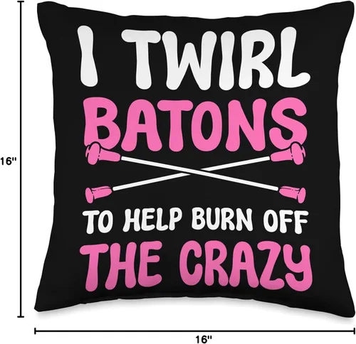 Vista 4 de Majorette & Baton Twirler Shirts & Merch Majorette - Almohada de baton Twirler, 16 x 16 pulgadas, multicolor