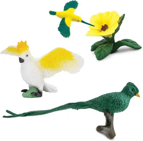 Vista 6 de Safari Ltd. Pájaros exóticos TOOB, Viene con 13 diferentes modelos pintados a mano, figuras de juguete, incluyendo Periquito, Macaw, colibrí, tucán
