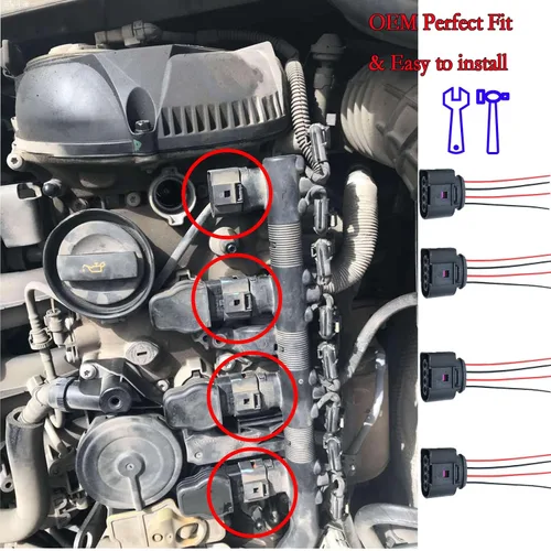 Vista 2 de CHENX 4 juegos de conectores de bobina de encendido son aplicables al conector hembra del arnés de bobina de encendido Audi compatible