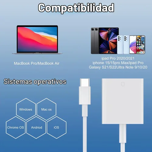 Vista 6 de Lector de Tarjetas TIANSONG USB C, Adaptador de Alta Velocidad USB 3.0 a Tarjeta SD para iPhone 15/16 Pro Max, iPad Pro, Visor de Cámara de Juego