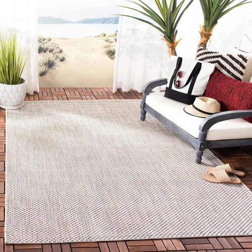Vista 127 de SAFAVIEH Alfombra Lavable para Exteriores Colección Courtyard - 2'3" x 5', Azul Aqua y Gris, No Desprende Pelusa y Fácil Limpieza, Ideal para Patio
