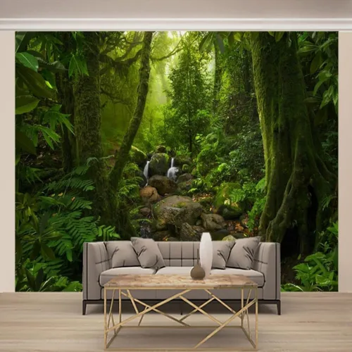 Vista 28 de Murales de pared 3D de bosque de invierno, ramas de árbol, papel tapiz autoadhesivo extraíble para sala de estar, dormitorio, decoración de pared