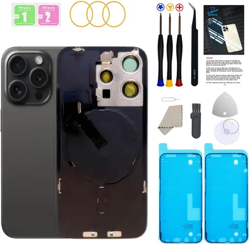 Vista 12 de Reemplazo de cristal trasero para iPhone 15Pro Max con herramientas Repir Big Hole OEM Rear Cover Glass Pre-Installed Internal Parts Easier