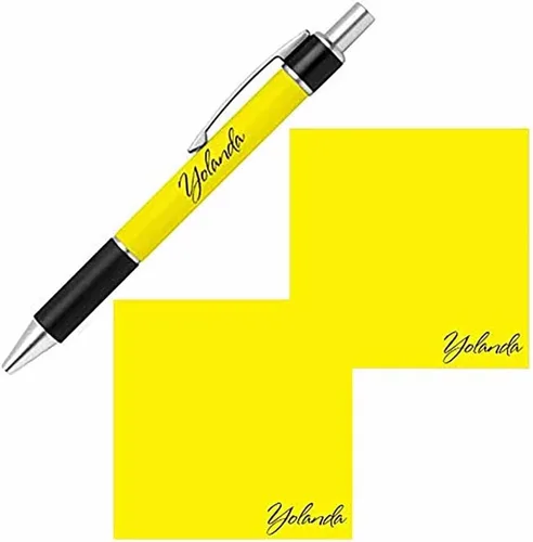Vista 10 de Juego de notas adhesivas con nombre personalizado y bolígrafo, blocs de notas de papel de papelería personalizados, suministros de fiesta escolar