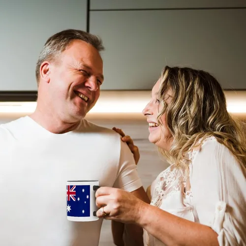 Vista 4 de 3dRose mug_4559_4 Australian Flag - Taza negra de dos tonos, multicolor, 11 onzas