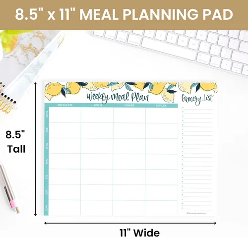 Vista 2 de bloom daily planners - Bloc de notas semanal para planificar las comidas con imanes para el refrigerador, incluye una «Lista de compras