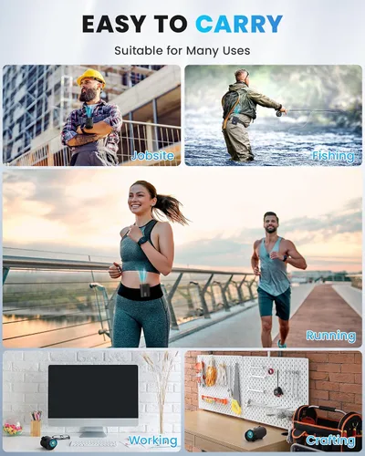 Vista 6 de Ventilador portátil, mini ventilador de cintura recargable personal, funciona con batería de 3000 mAh, tiempo máximo de trabajo de 24 horas