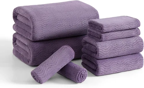 Vista 36 de Juego de toallas de baño de 8 piezas 2 toallas de baño grandes de gran tamaño, 2 toallas de mano y 4 paños Juego de toallas de baño ultrasuaves