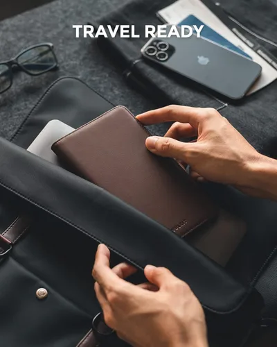 Vista 5 de VULKIT Cartera para pasaporte, cartera de viaje con bloqueo RFID para hombres y mujeres
