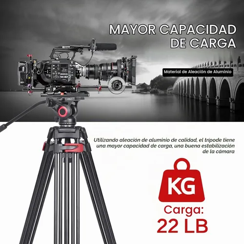 Vista 5 de Miliboo MTT602II-AL - Trípode de cámara alta de 76.4 pulgadas con cabezal fluido de aluminio Carga 22 libras, cuenco de 2.953 in, altura plegada