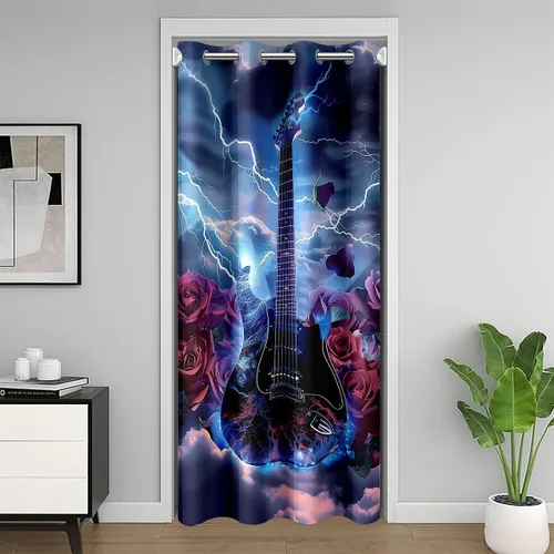 Vista 36 de Castle Fairy Cowboy Boots Door Curtain for Doorways Privacy Bohemia Musical Guitar Doorway Curtain Western Rustic Cowgirl All Season Blackout