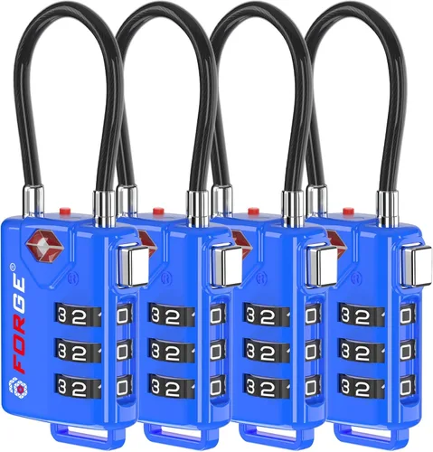 Vista 11 de Cerraduras para equipaje con cable aprobadas por la TSA, combinación reajustable con cuerpo de aleación, Moderno