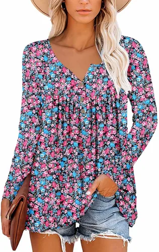 Vista 2 de ROSELINLIN - Camisas de manga corta para mujer, ajuste holgado, tops de verano para leggings