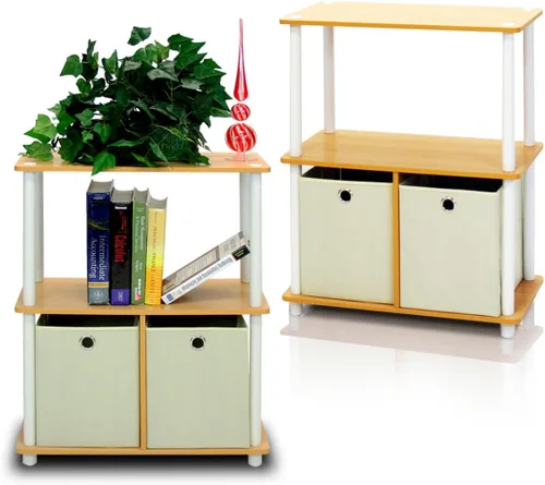 Vista 82 de Furinno Turn-N-Tube - Estantes de almacenamiento, estante para libros de 3 niveles, estante esquinero, estantes abiertos sin herramientas