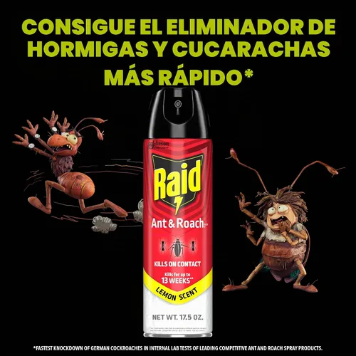 Vista 6 de Raid Ant & Roach Killer - Aerosol para insectos, aroma a limón, 17.5 onzas
