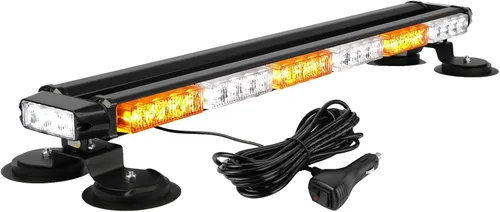 Vista 10 de ASPL - Barra de luz estroboscópica de 75 cm, 54 LED, doble cara, intermitente, de alta intensidad, luz estroboscópica con base magnética para Ámbar