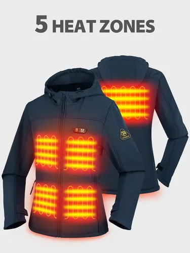 Vista 2 de PTAHDUS Chaqueta térmica para mujer con batería de 7,4 V, con bolsillo calentador de manos